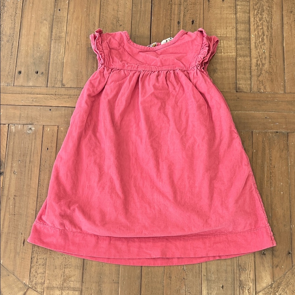 Mini Boden pink corduroy Ruffle dress 5-6 years